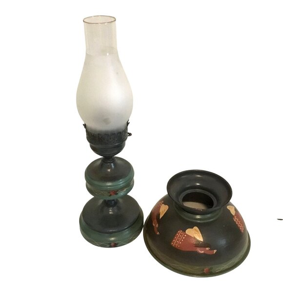 VTG Hand Painted Folk Art Angel Shade Electric Table Lamp Signed Joan Schneier - Picture 8 of 10